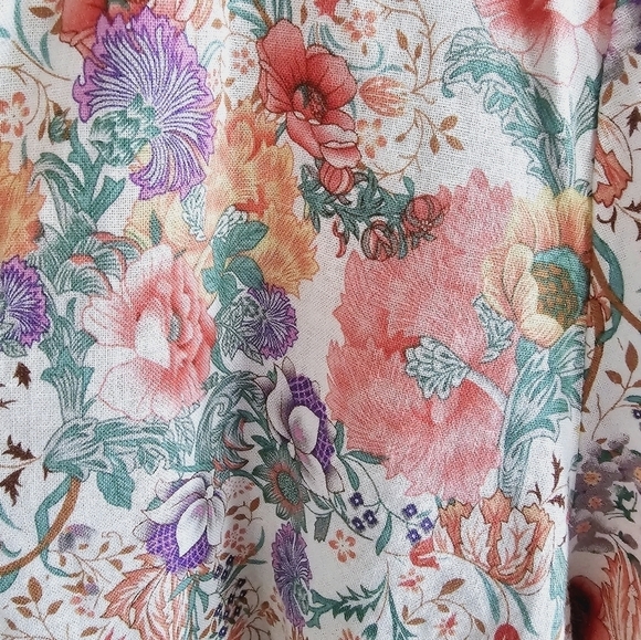 JNY Linen Blend Floral Peplum 3/4 Sleeves Button Down Women's Blouse Size 2X - Picture 3 of 6